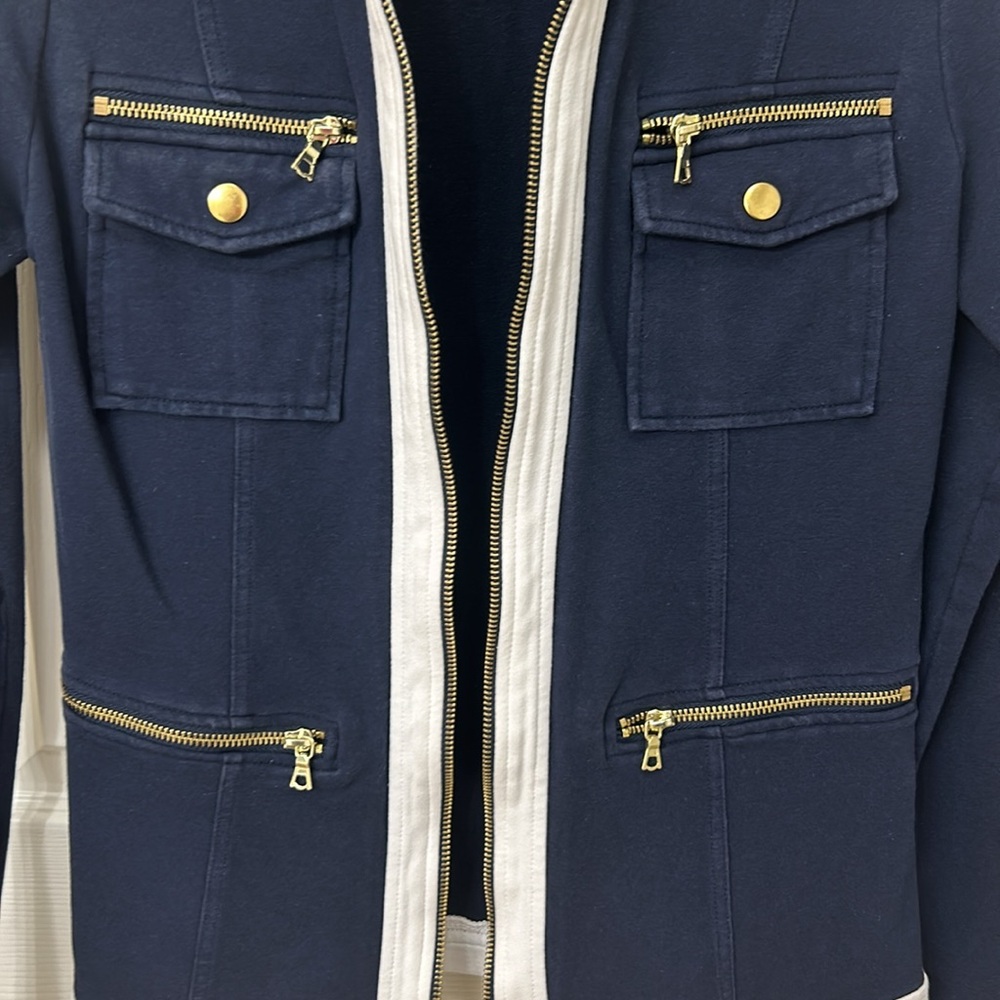 Boston Proper Size XS light jacket blue, white and golden sippers - Picture 7 of 7